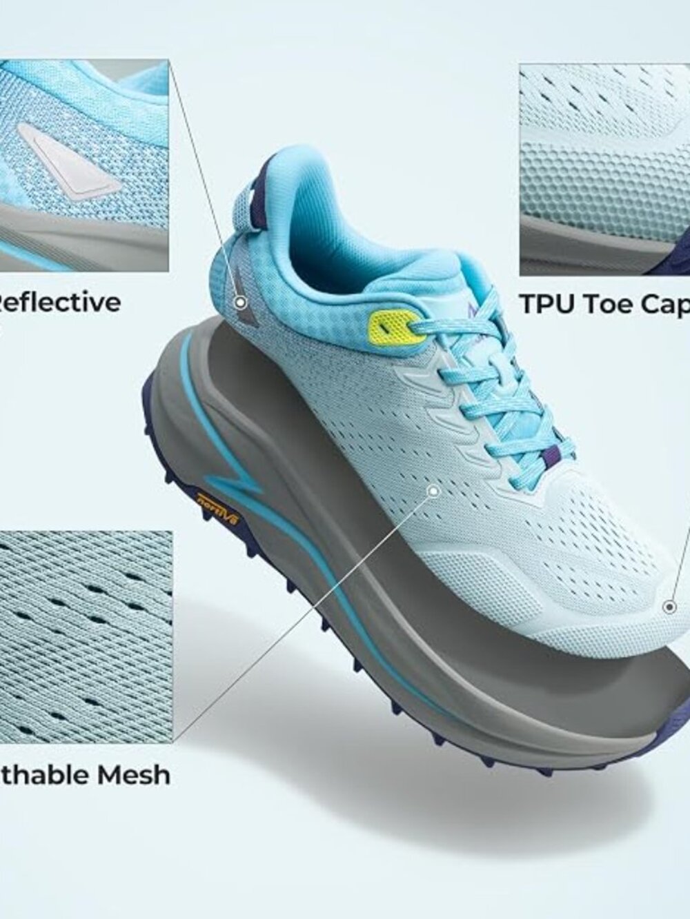 NORTIV 8 Men's Trail Running Shoes Wide Toe Box | Cushion Walking Hiking Shoe - Picture 3 of 5